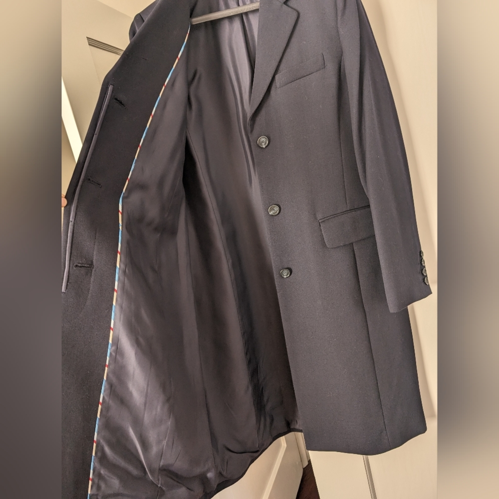 Navy blue J. Crew woolen long coat - Picture 4 of 4